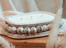 Load image into Gallery viewer, 3 Wick Pottery Dough Bowl Candle w/Beads in 4 scents

