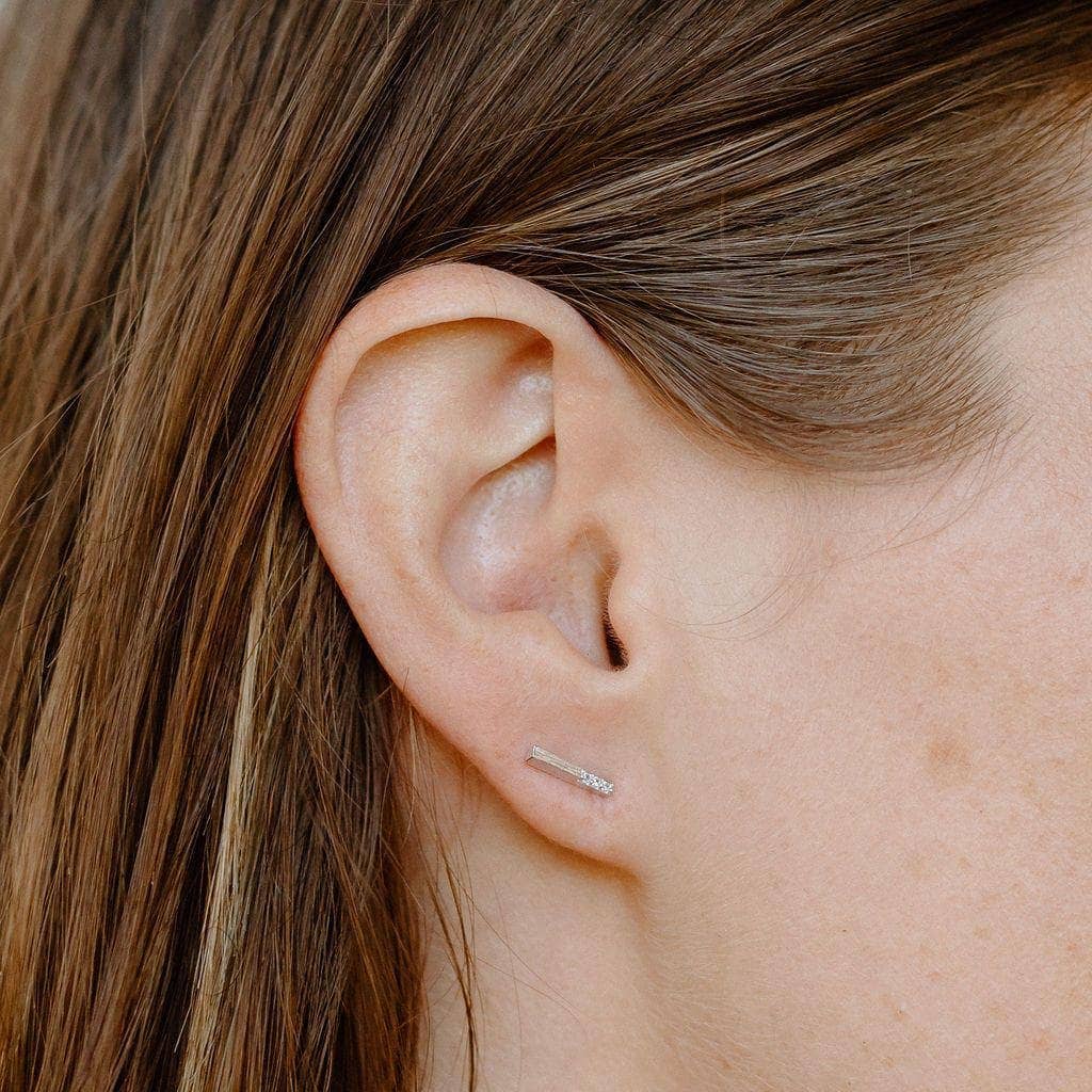 CZ Bar Stud Earrings