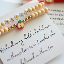 Load image into Gallery viewer, Natural Wood Bead Teacher Bracelet Set
