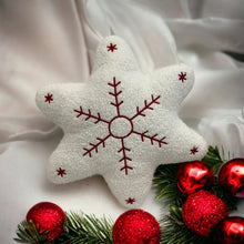 Load image into Gallery viewer, Christmas Sherpa Pillow White and Red Snowflake
