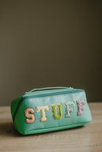 Load image into Gallery viewer, Chenille letter &quot;STUFF&quot; cosmetic bag
