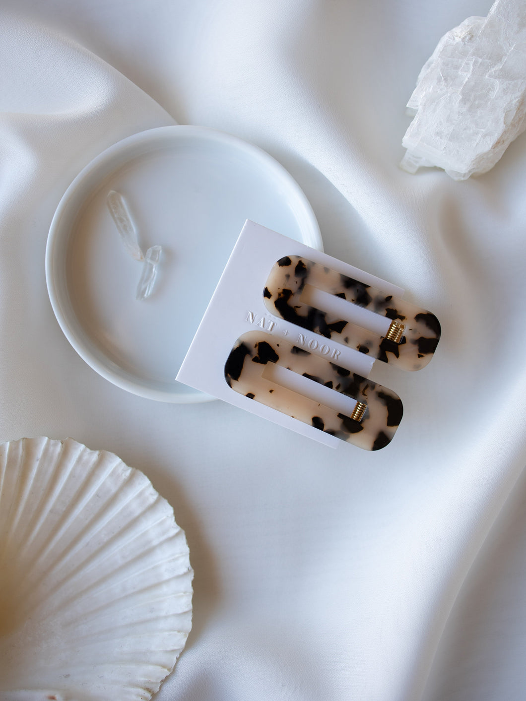 Tortoise Duo Hair Clips in Ivory