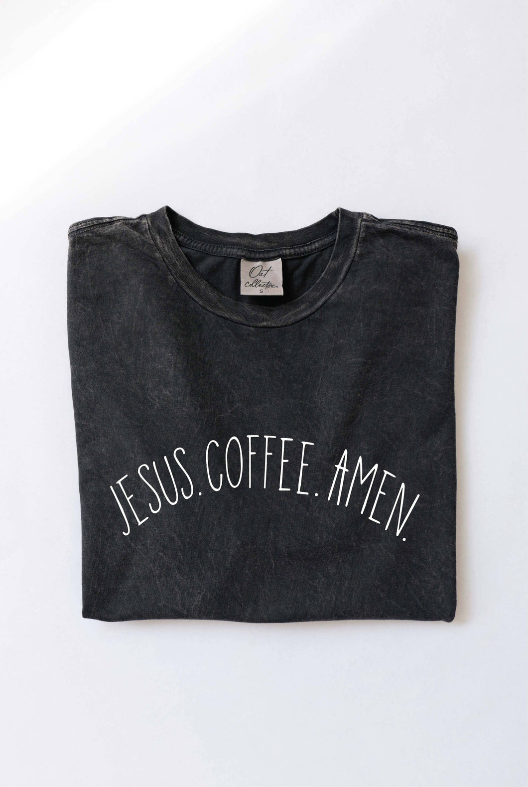 JESUS COFFEE AMEN Mineral Washed Graphic T-shirt