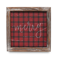 Load image into Gallery viewer, Merry Plaid Wood Sign 8x8

