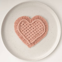 Load image into Gallery viewer, Heart Macrame Mug Rug/Coaster
