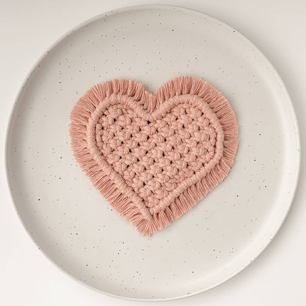 Heart Macrame Mug Rug/Coaster