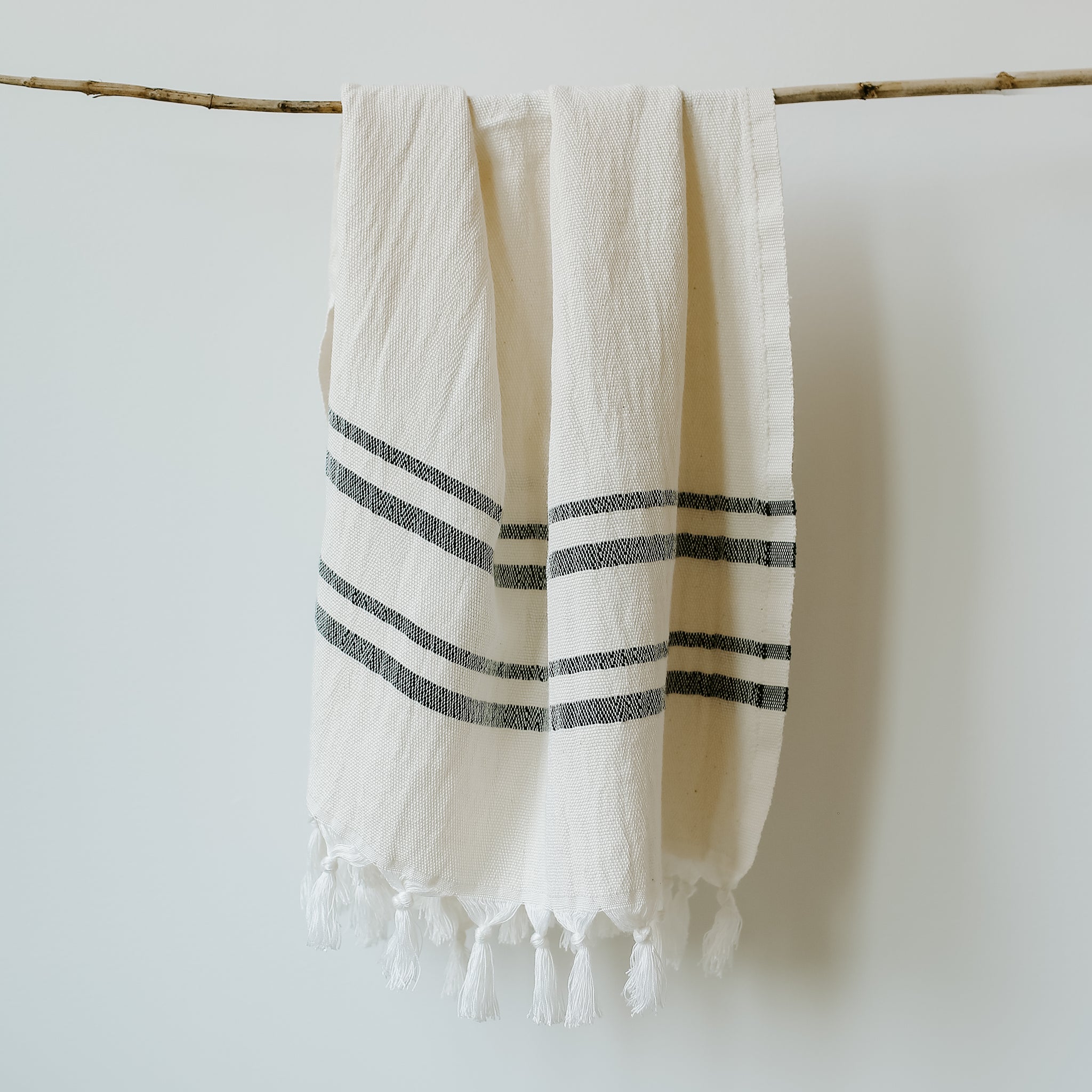 Sweet Water Decor Turkish Cotton + Bamboo Hand Towel - Multi Stripes - White