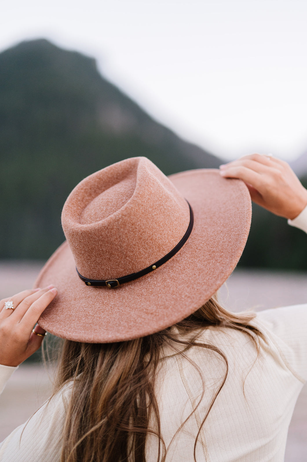 Wool Blend Wide Brim Hat w/ Belt