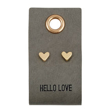 Load image into Gallery viewer, Leather Tag With Heart Earrings
