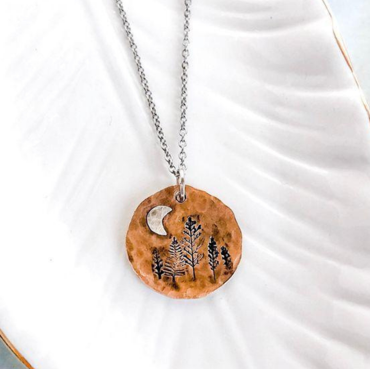 Copper Moon + Trees Necklace