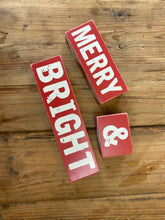 Load image into Gallery viewer, Merry &amp;Bright Wood Blocks
