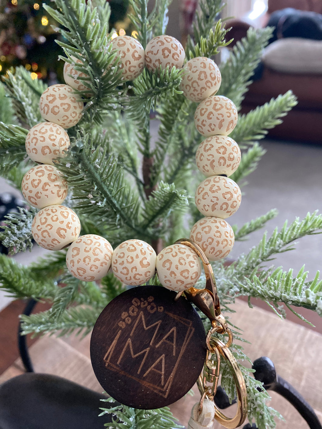 MAMA Wooden Beaded Tassel Key Chain