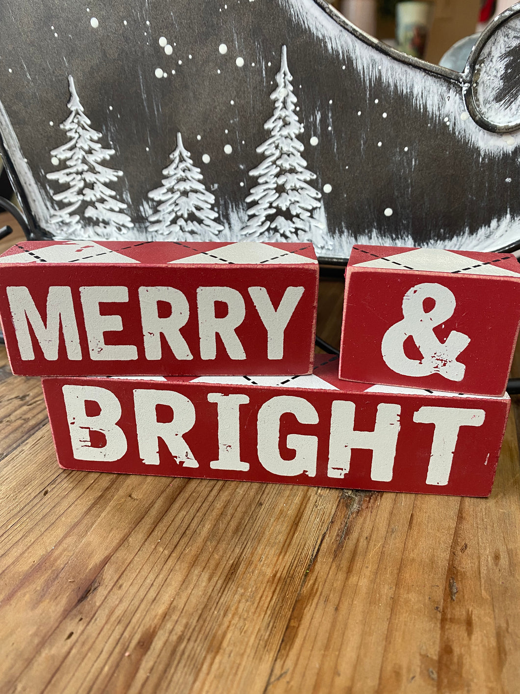 Merry &Bright Wood Blocks