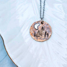 Load image into Gallery viewer, Copper Moon + Trees Necklace
