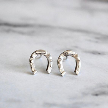Load image into Gallery viewer, Silver Horseshoe Stud Earrings
