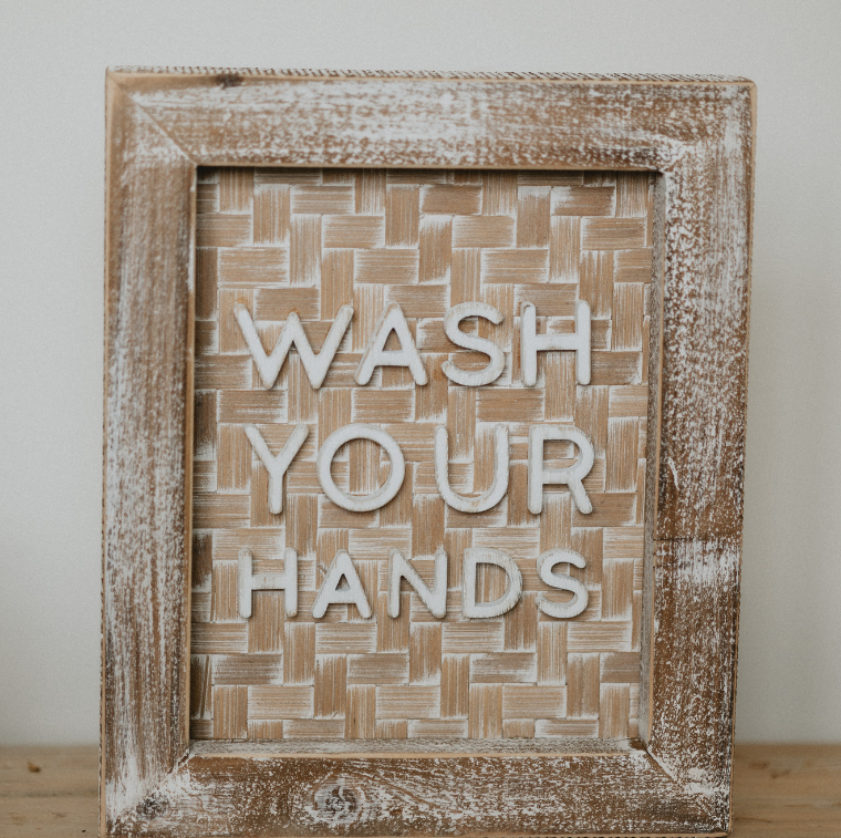 WASH YOUR HANDS bamboo sign